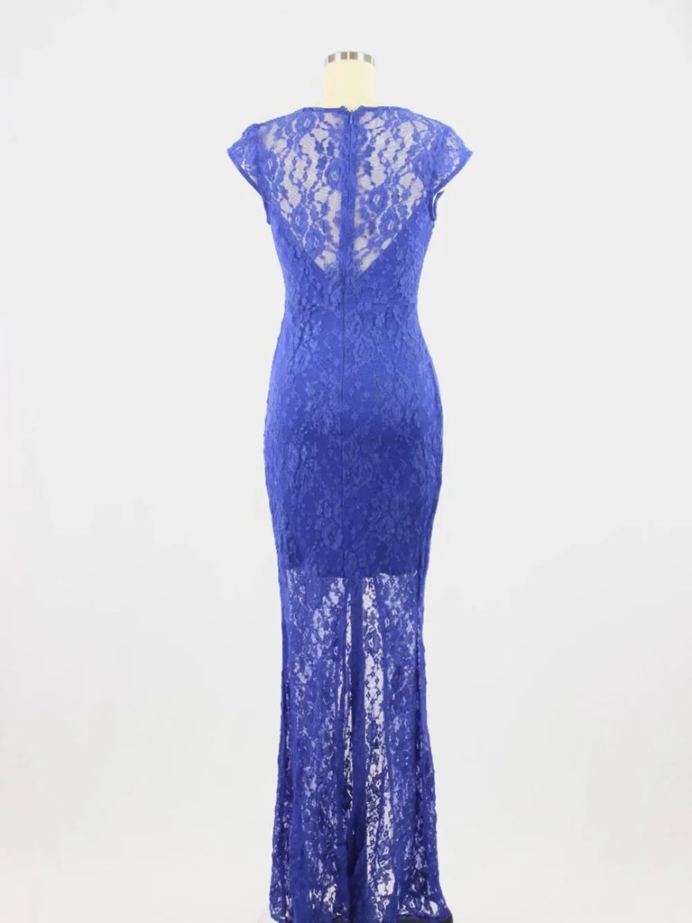 Vintage 00's LE CHATEAU Royal Blue Stretch Lace Fish Tail Maxi Dress, Size XS - Picture 3 of 11
